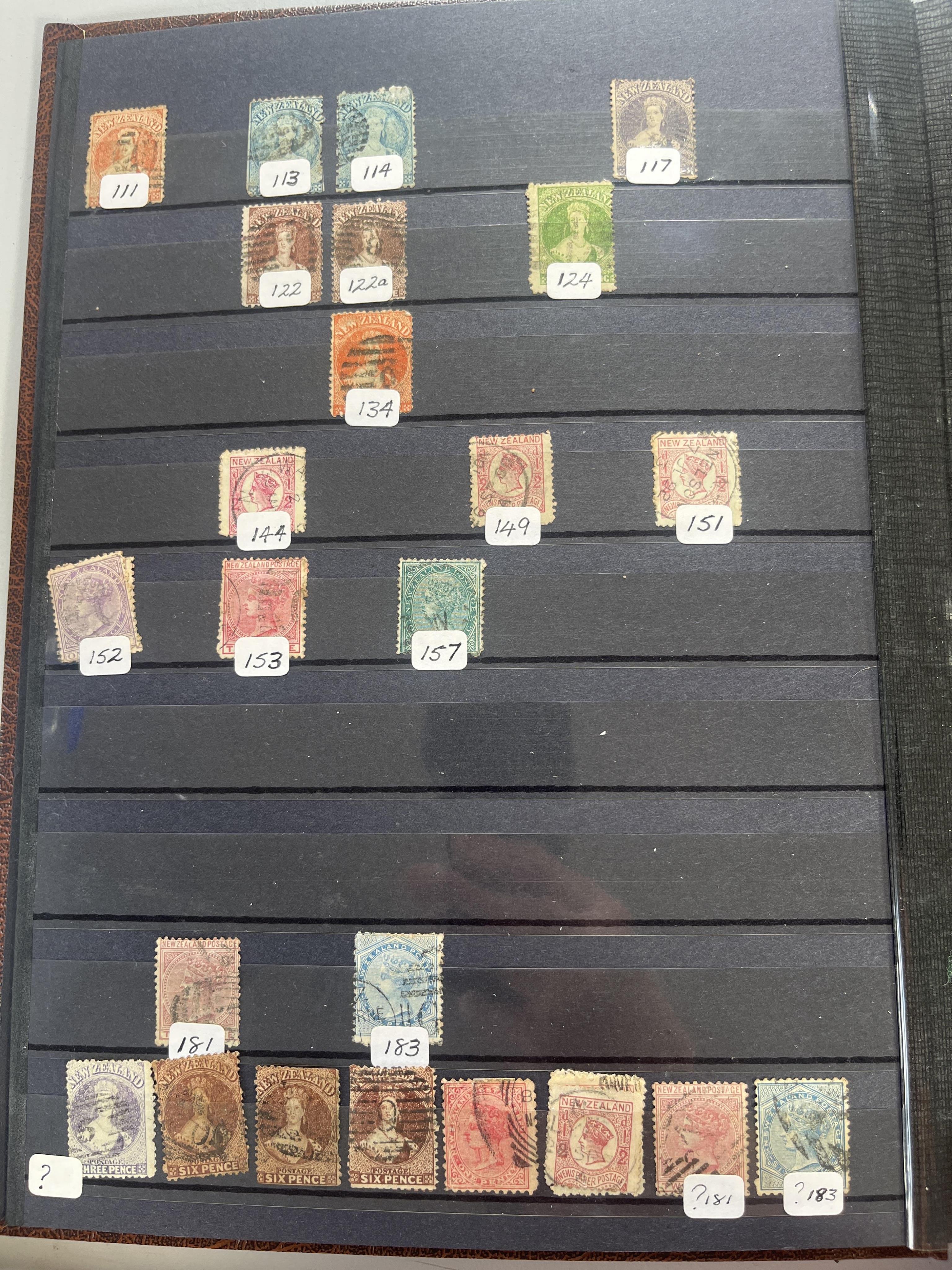 An album of New Zealand stamps, Victoria to QEII, mostly used, some mint unused stamps, British various world stamps and covers, Including New Zealand Victoria 6d in various colours, 3d, 2d, 1d